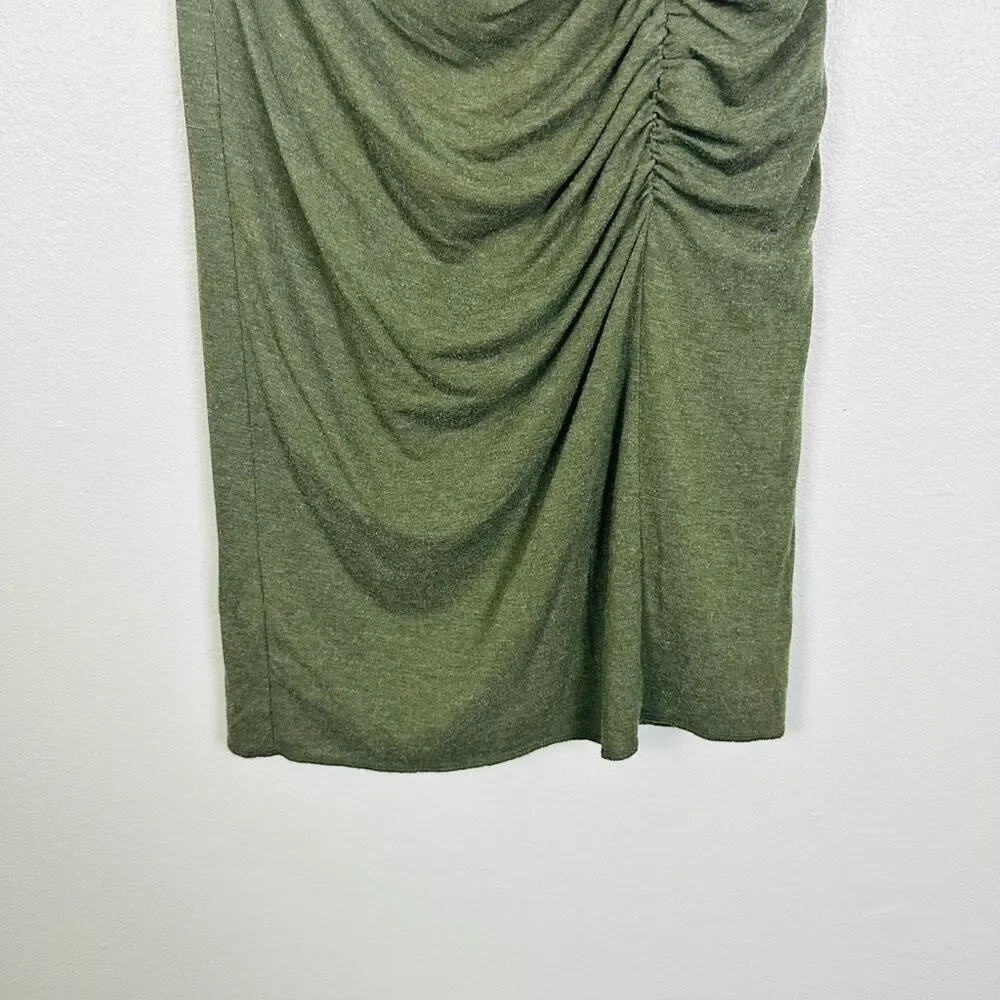 Ann Taylor Dark Green Ruched Long Knit Dress Skirt Size 8
